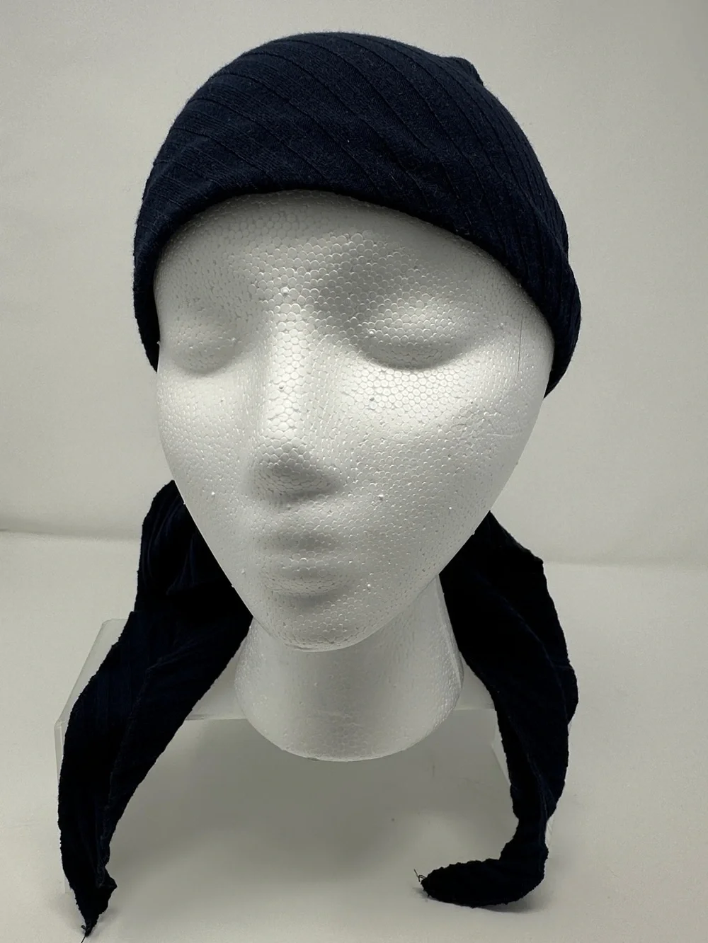 Women’s Navy blue Ribbed Headscarf  - Stylish headscarf tichel head Wrap beanie